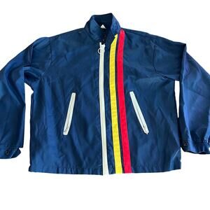 Cap N Jac  Action Advertising Navy Thin Vintage Windbreaker Stripes-Size Medium